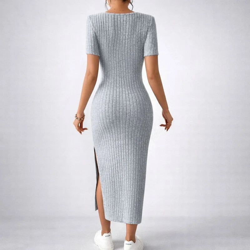 Vestido - Midi Canelado de Malha