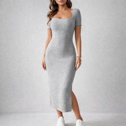 Vestido - Midi Canelado de Malha