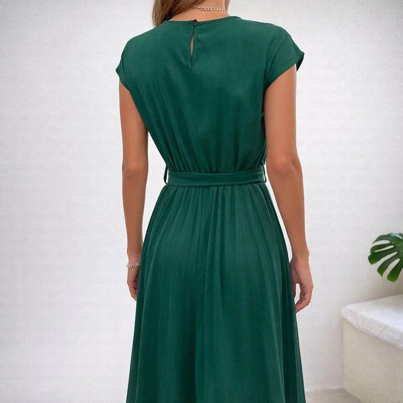 Vestido - Midi Plissado com Faixa