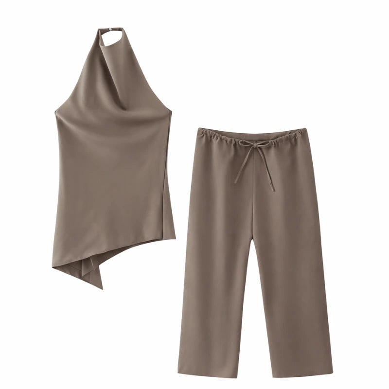 Conjunto - Top Halter + Calça Wide Leg