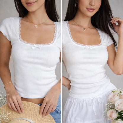 Blusa - Decote Quadrado com Renda
