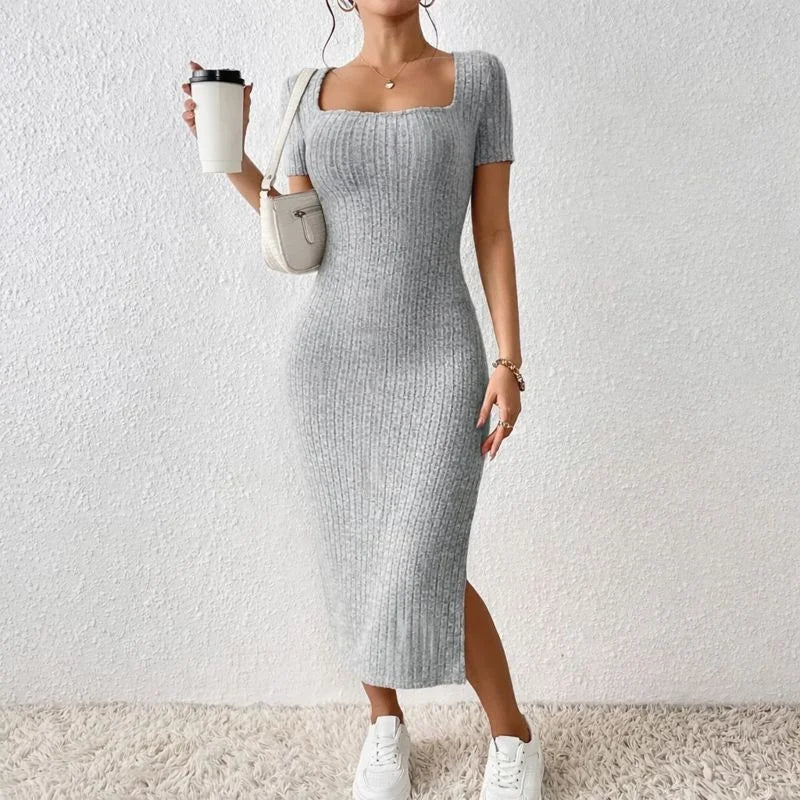 Vestido - Midi Canelado de Malha