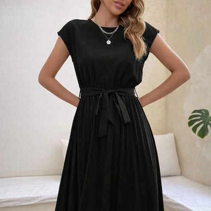 Vestido - Midi Plissado com Faixa