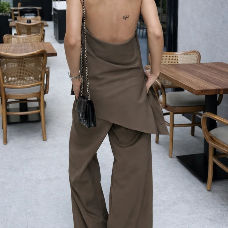 Conjunto - Top Halter + Calça Wide Leg